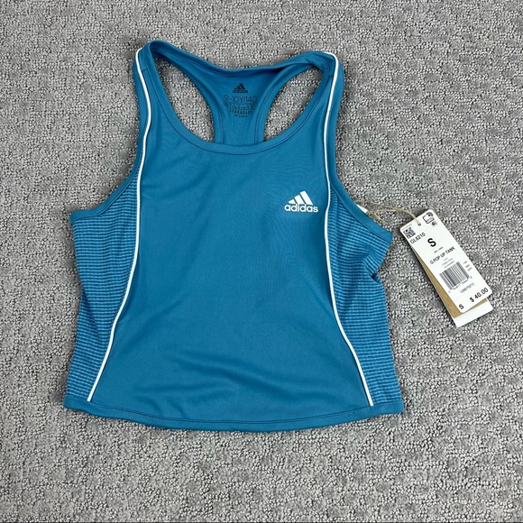 NWT adidas girls pop up tank tennis hazy blue size small
